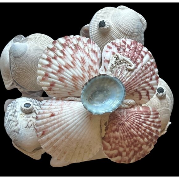 Handcrafted Shell Turtle Musician Figurines Under Palm Tree 4" T Vintage - Picture 11 of 14